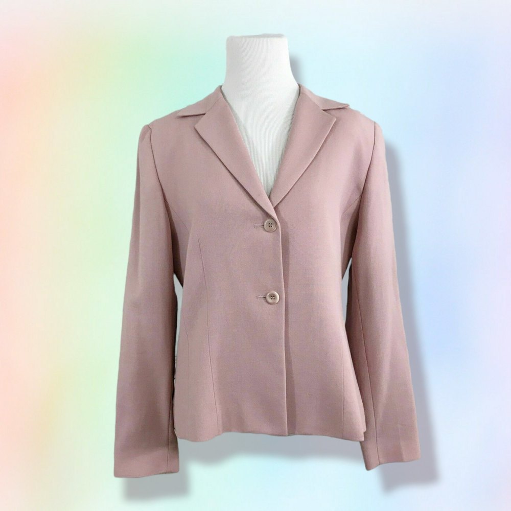 Pendleton Woman Blazer Size 8 Virgin Wool Light Pastel Pink 2 Buttons